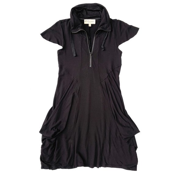 Philosophy Black Sleeve Half Zip Mesh Pockets Casual Dress - Picture 3 of 16